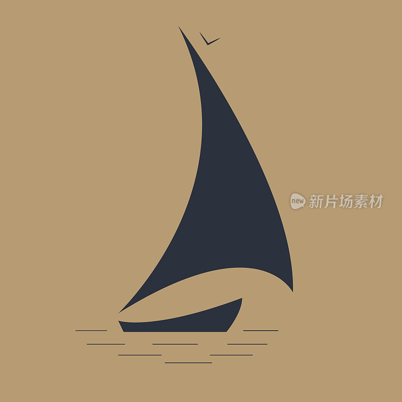 sailboat at sea seascape icon